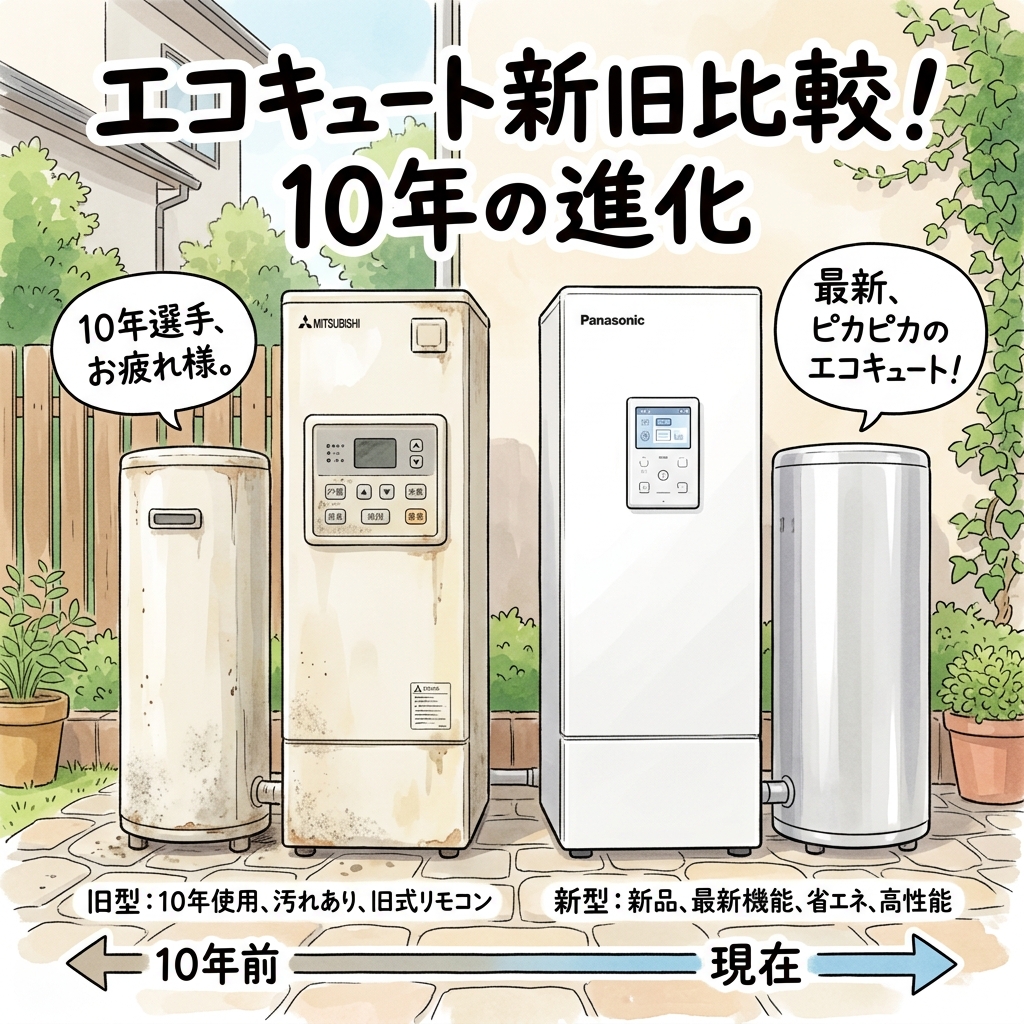 古いエコキュートと新しいエコキュートの比較