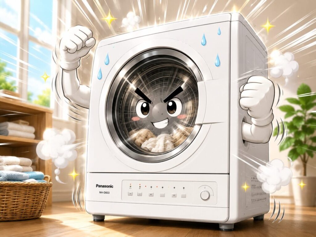 使用頻度で衣類乾燥機の寿命が変わることを示すイラスト
