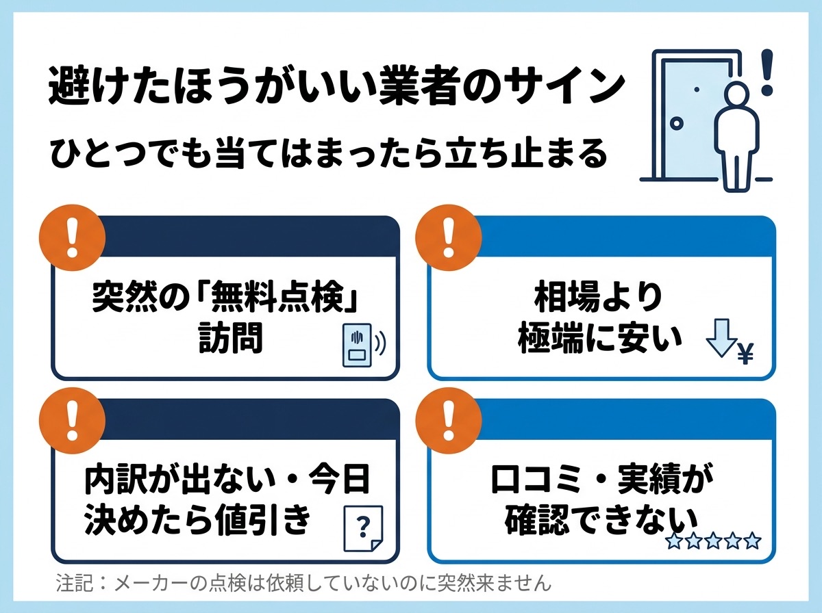 避けたほうがいいエコキュート業者のサイン4つ